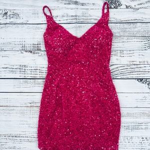 NEW- Hot pink sequin homecoming dress